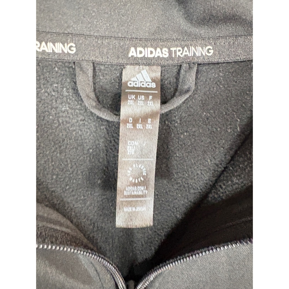Adidas Training Aeroready Full Zip Hoodie Black Mens 2XL Logo Sweatshirt - Picture 4 of 10